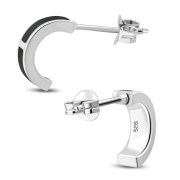 Black Onyx Stud Silver Earrings - e354